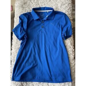 Puma Golf “ President’s Cup” Boys Sz. M Blue Polo Shirt. Exc. Condition